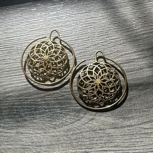 Gold Floral Filigree Hoop Earrings for Women - Seed of Life